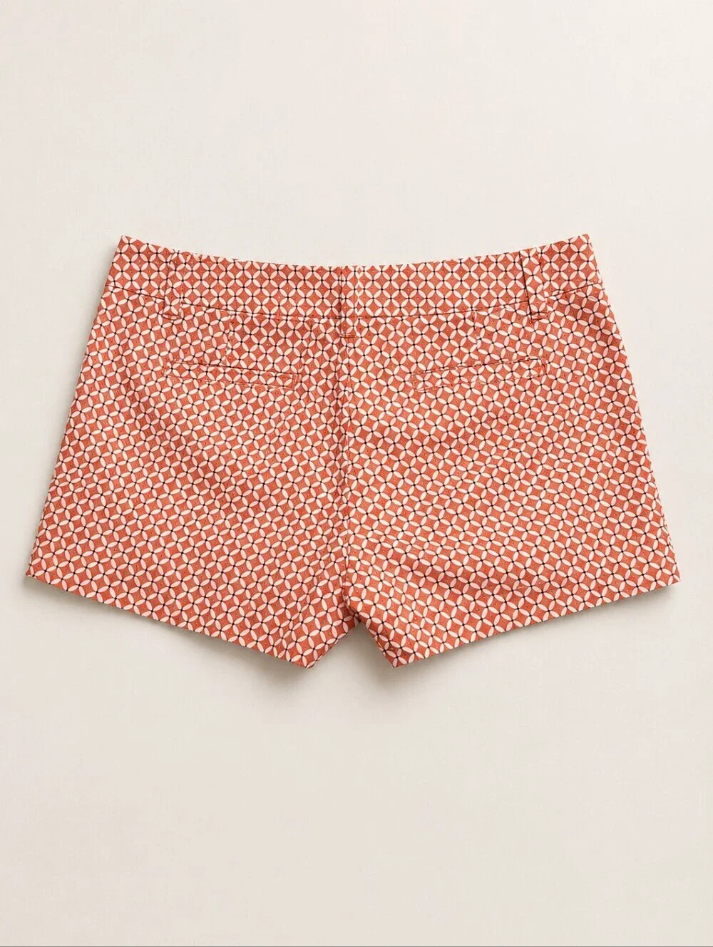 J.Crew City Fit Geometric Print Shorts - 8 - Orange White 100% Cotton EUC